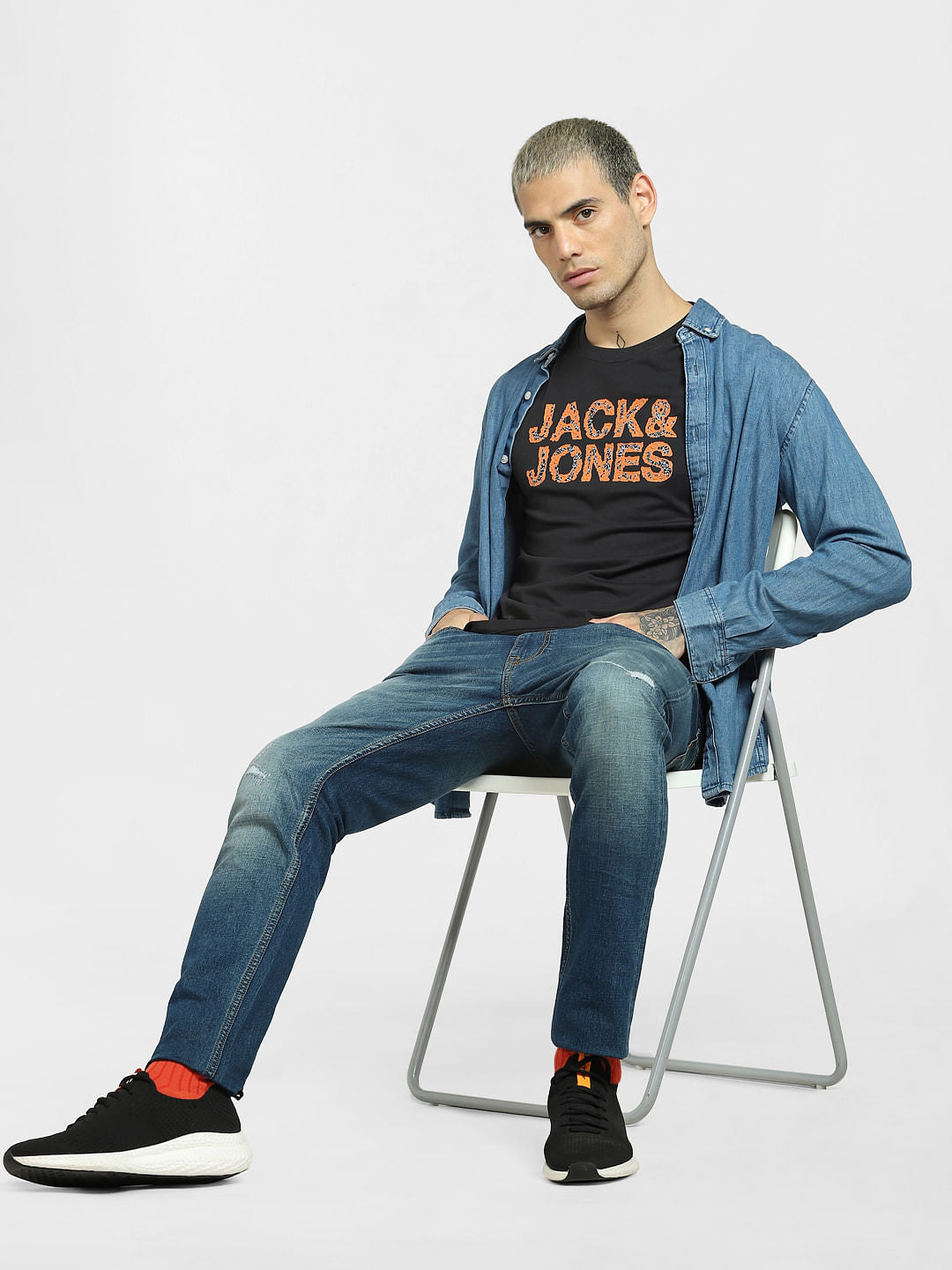 Black Logo Print Crew Neck T-shirt