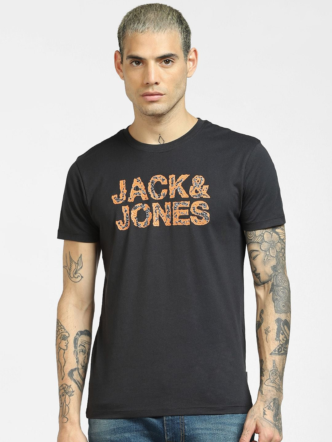 Black Logo Print Crew Neck T-shirt