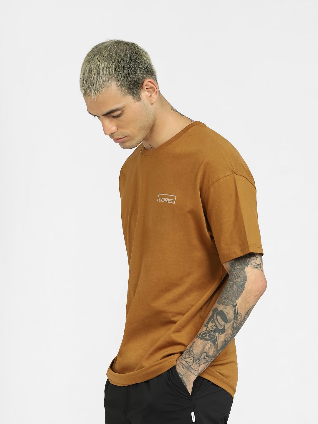 Brown Logo Print Crew Neck T-shirt