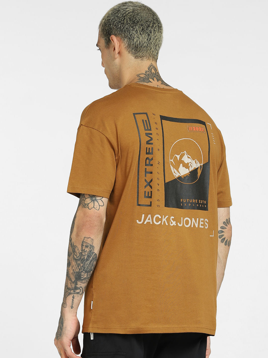 Brown Logo Print Crew Neck T-shirt