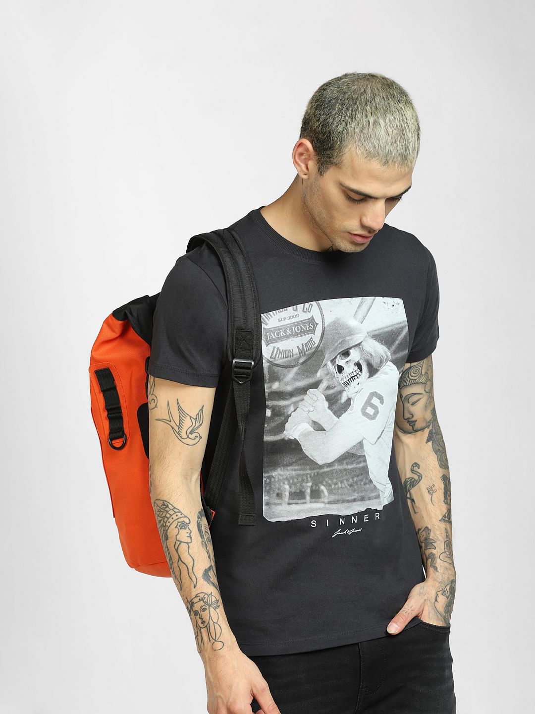 Black Graphic Print Crew Neck T-shirt