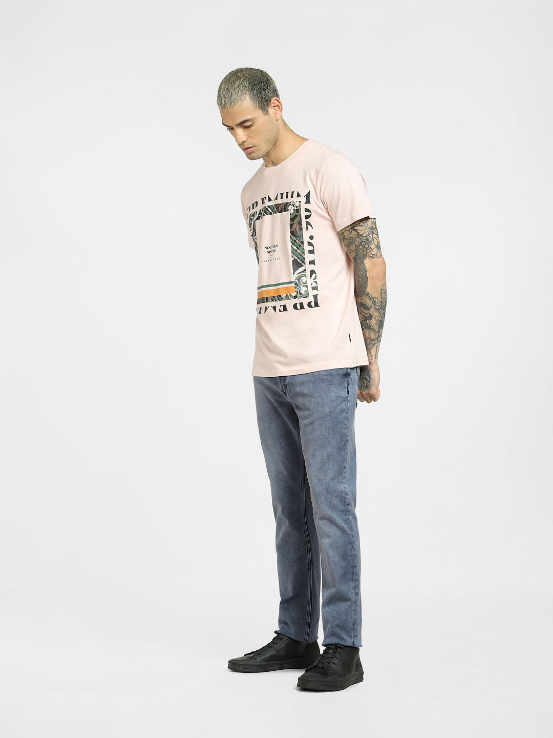 Pink Graphic Print Crew Neck T-shirt