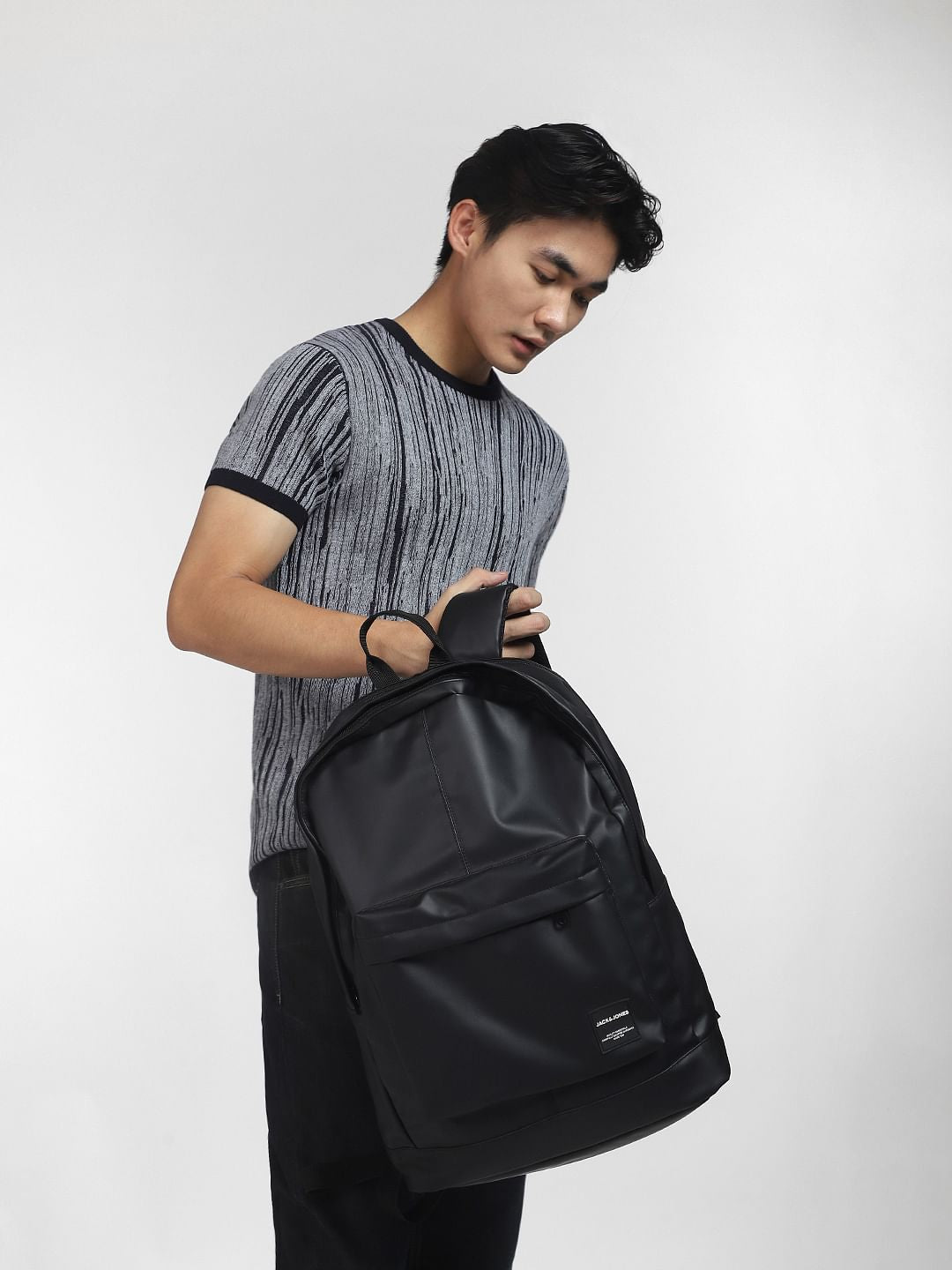 Navy Blue Printed Knit T-shirt