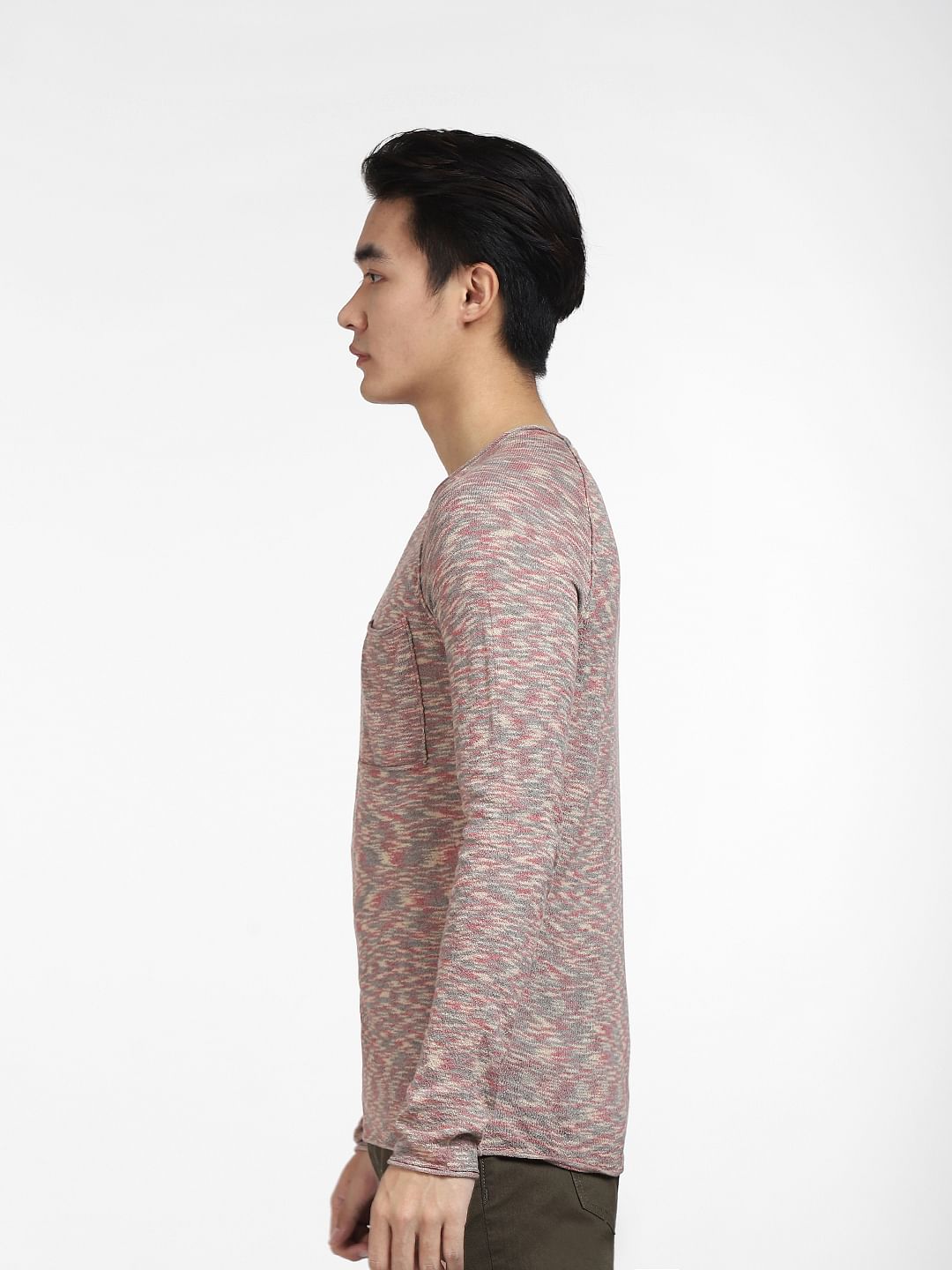 Brown Printed Knit T-shirt