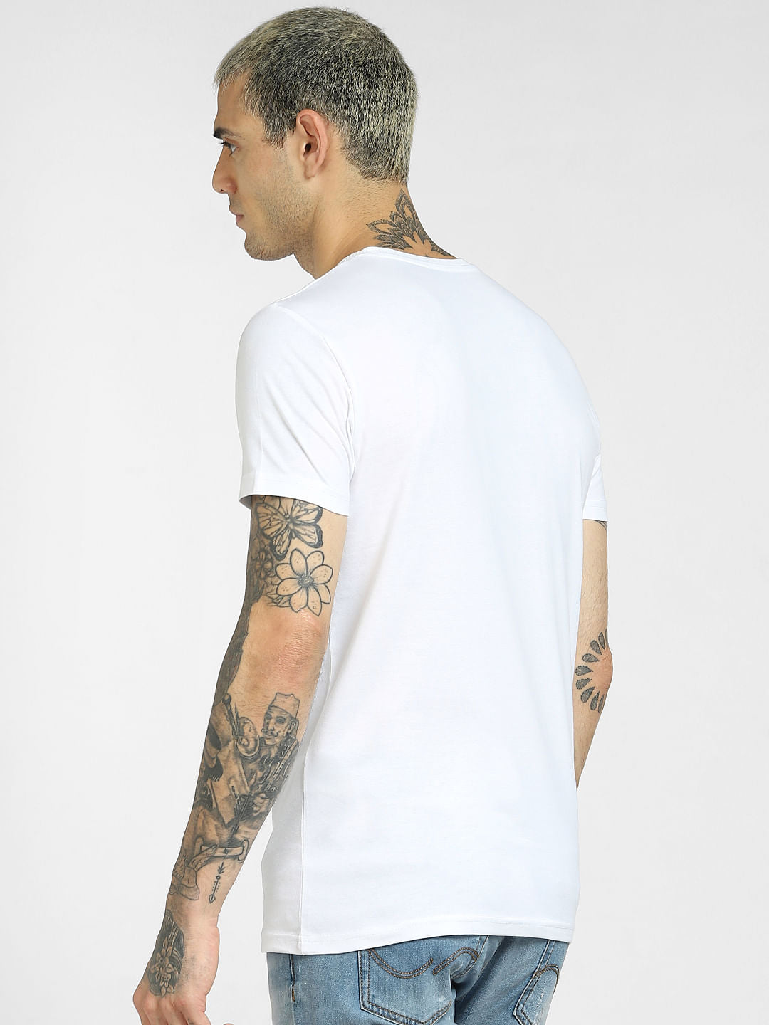 White Logo Print Crew Neck T-shirt