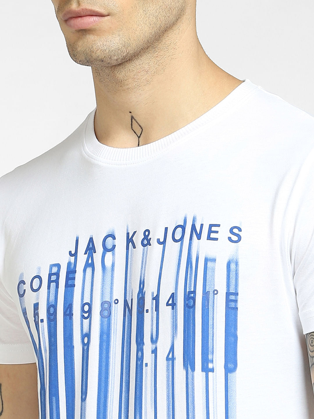 White Logo Print Crew Neck T-shirt
