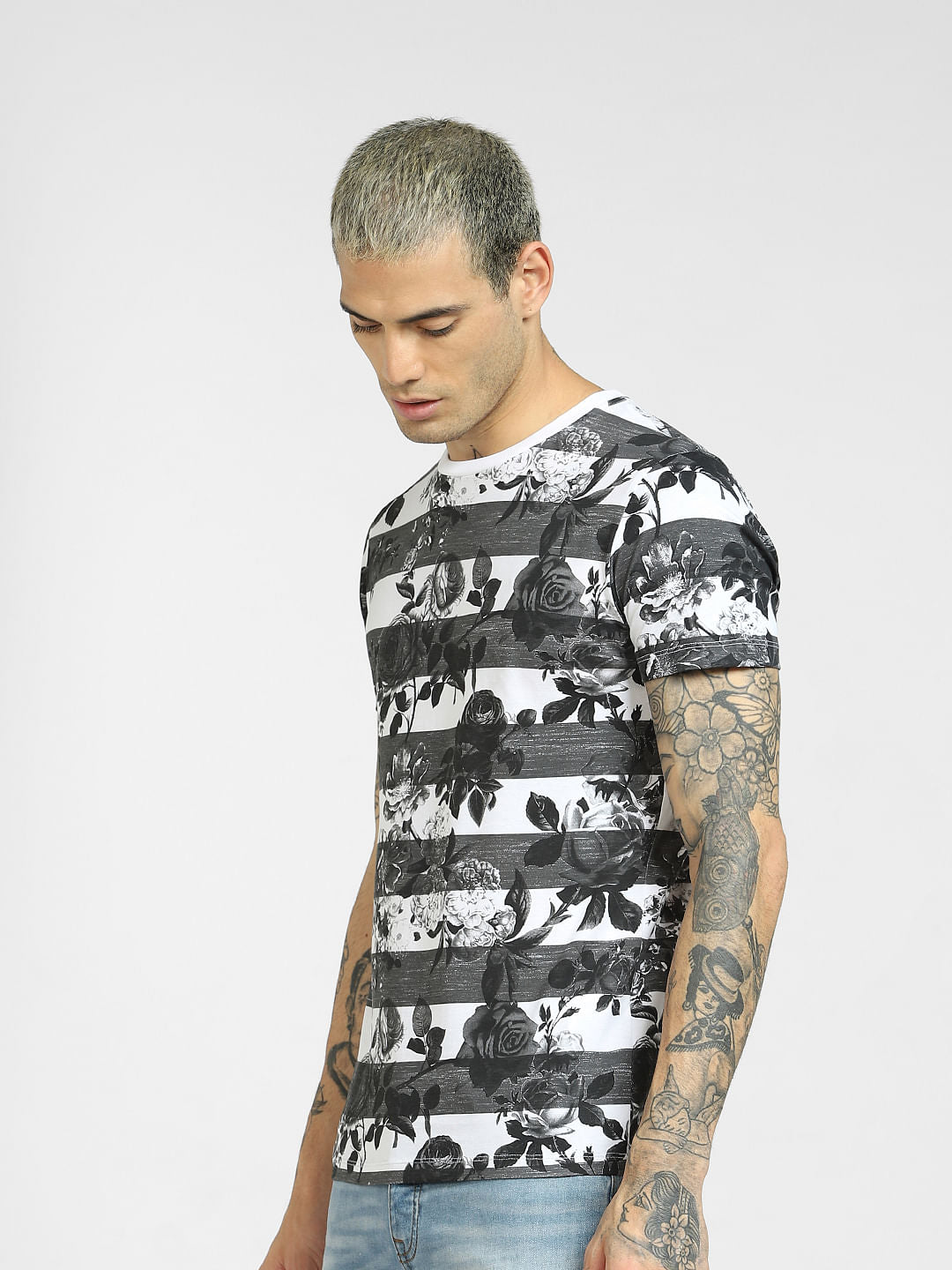 Black Striped Crew Neck T-shirt