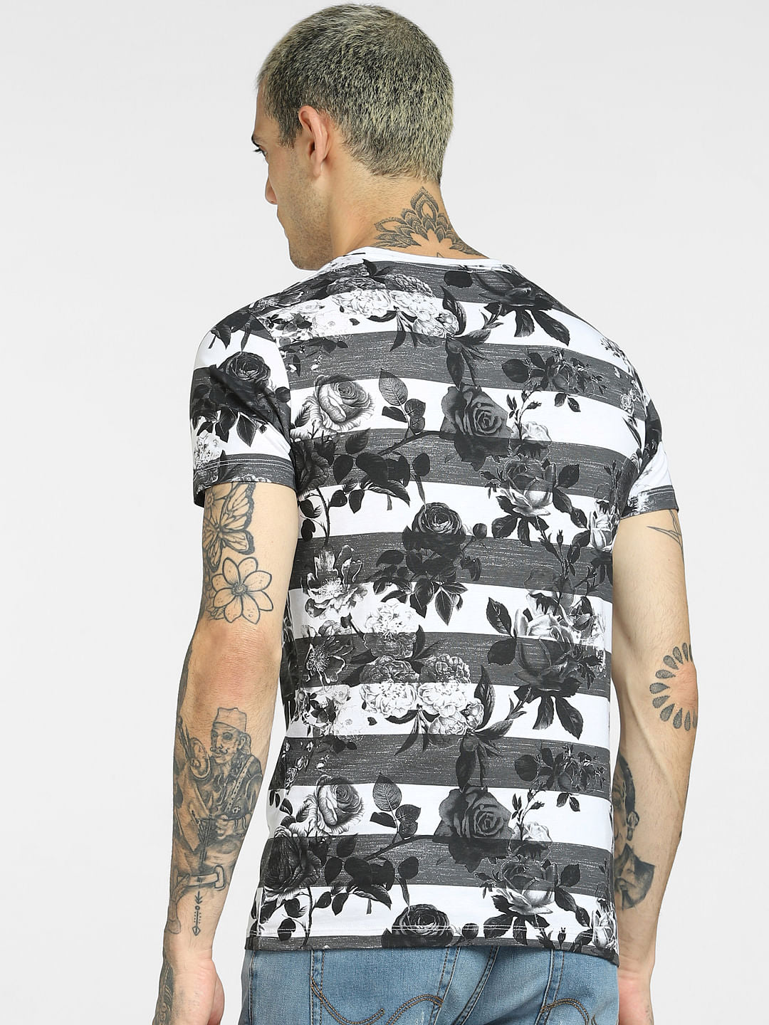 Black Striped Crew Neck T-shirt