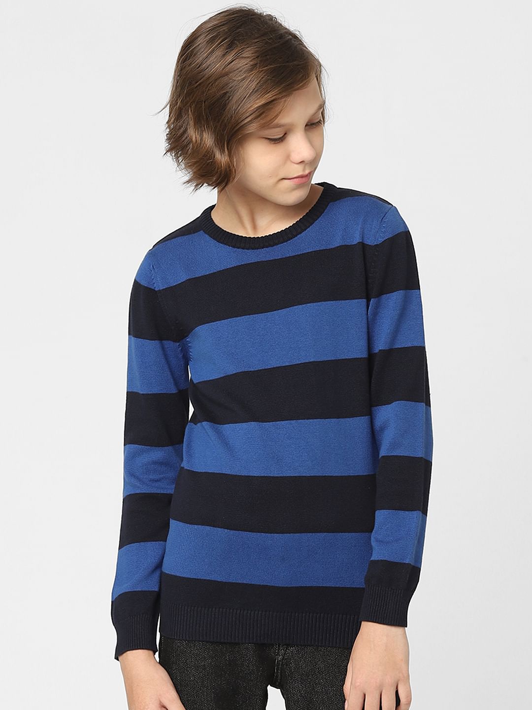 Boys Blue Striped Pullover