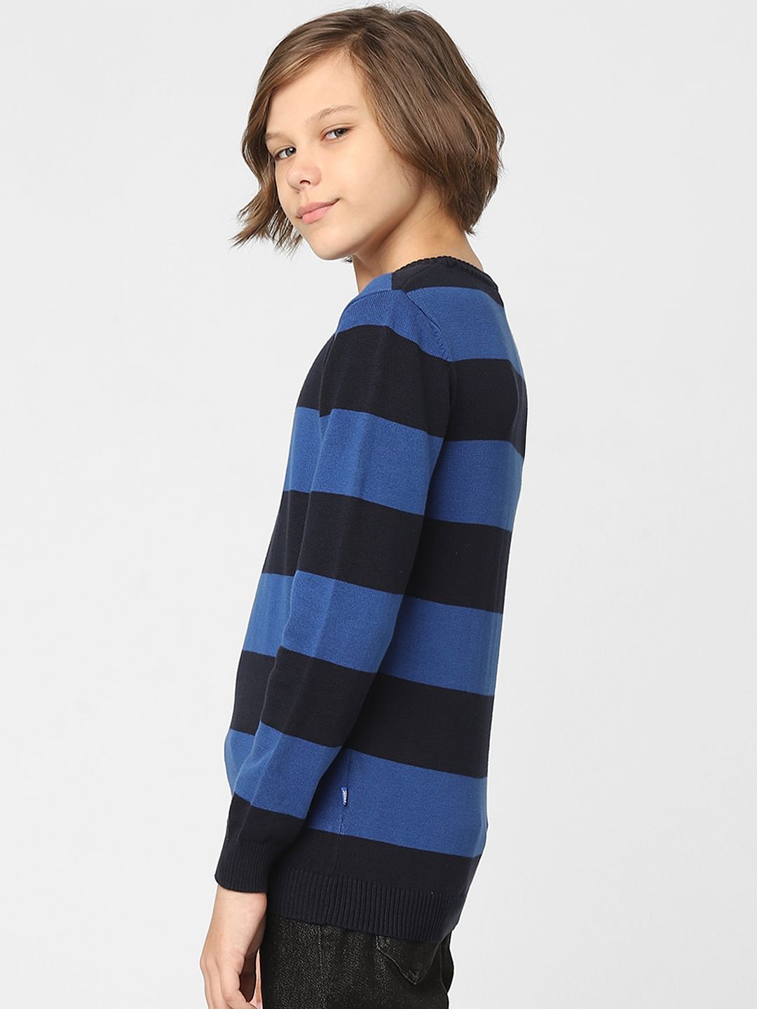 Boys Blue Striped Pullover
