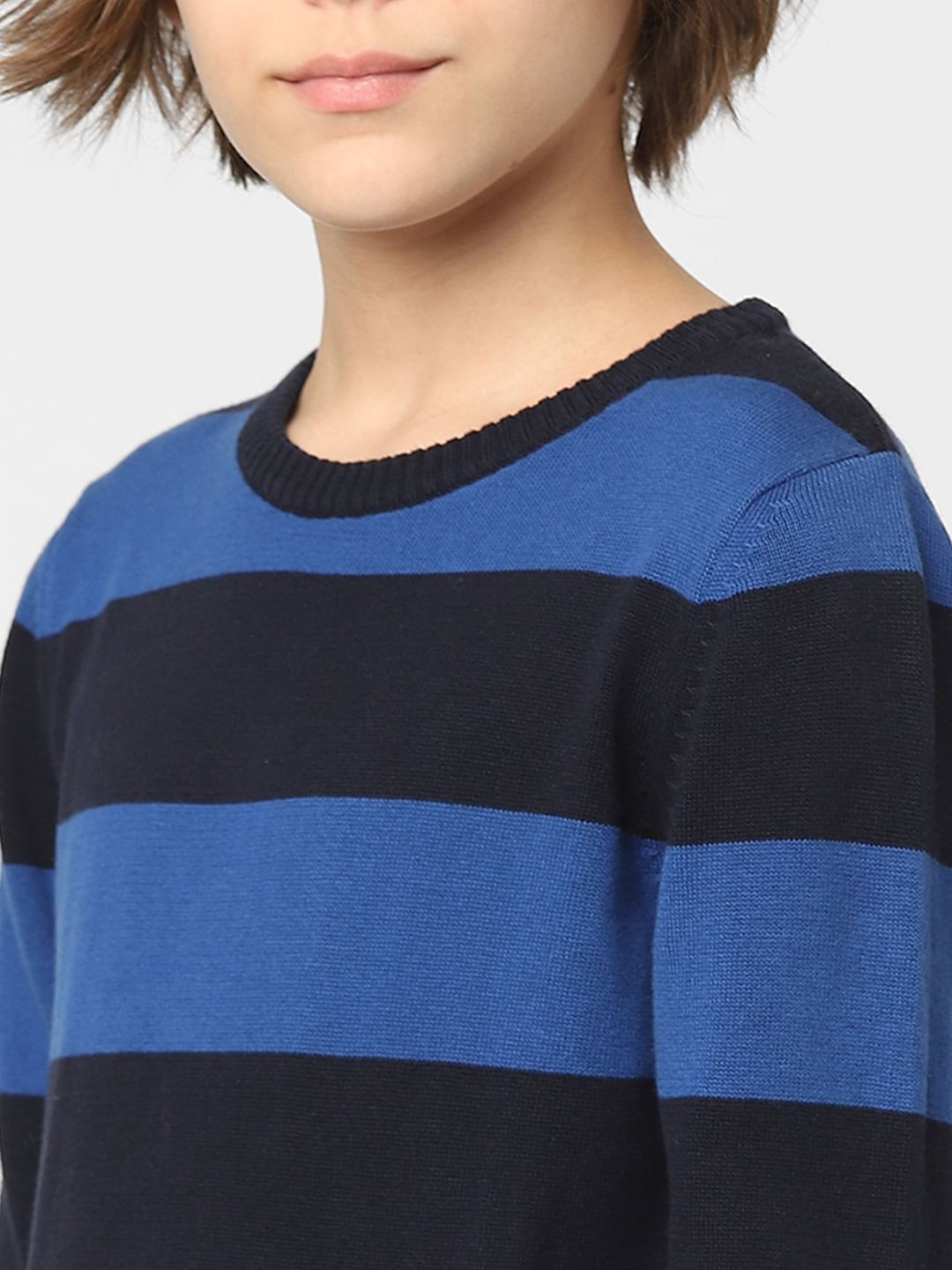 Boys Blue Striped Pullover