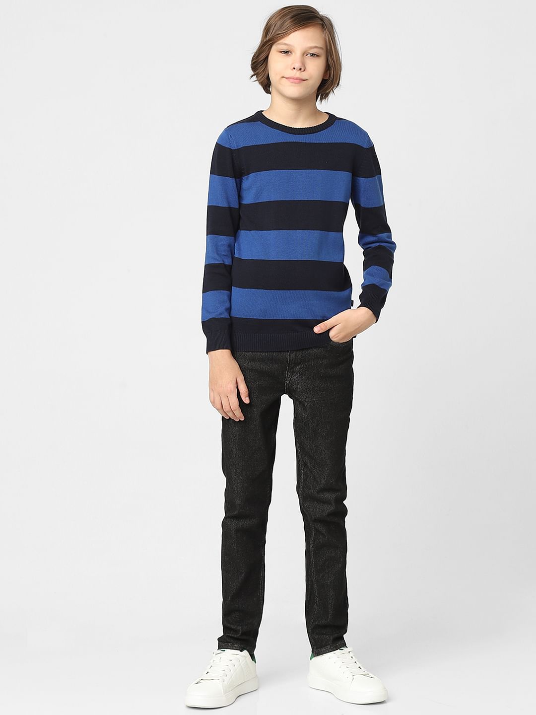 Boys Blue Striped Pullover