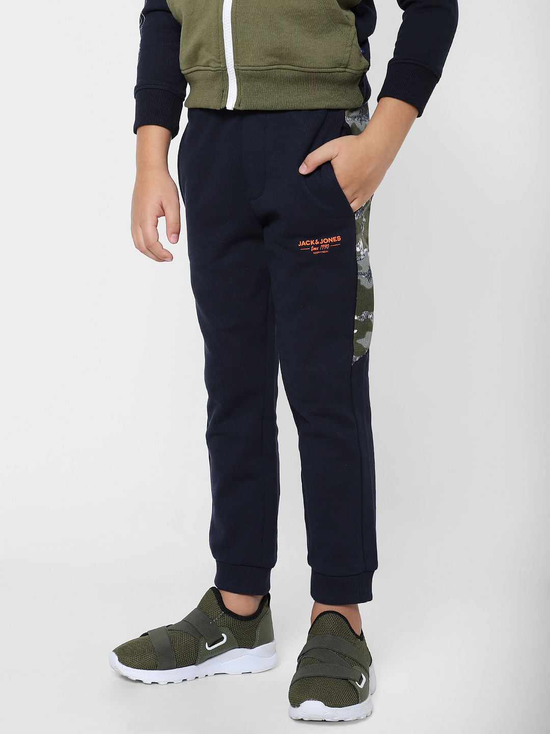 Boys Blue Colourblocked Hooded Sweatshirt
