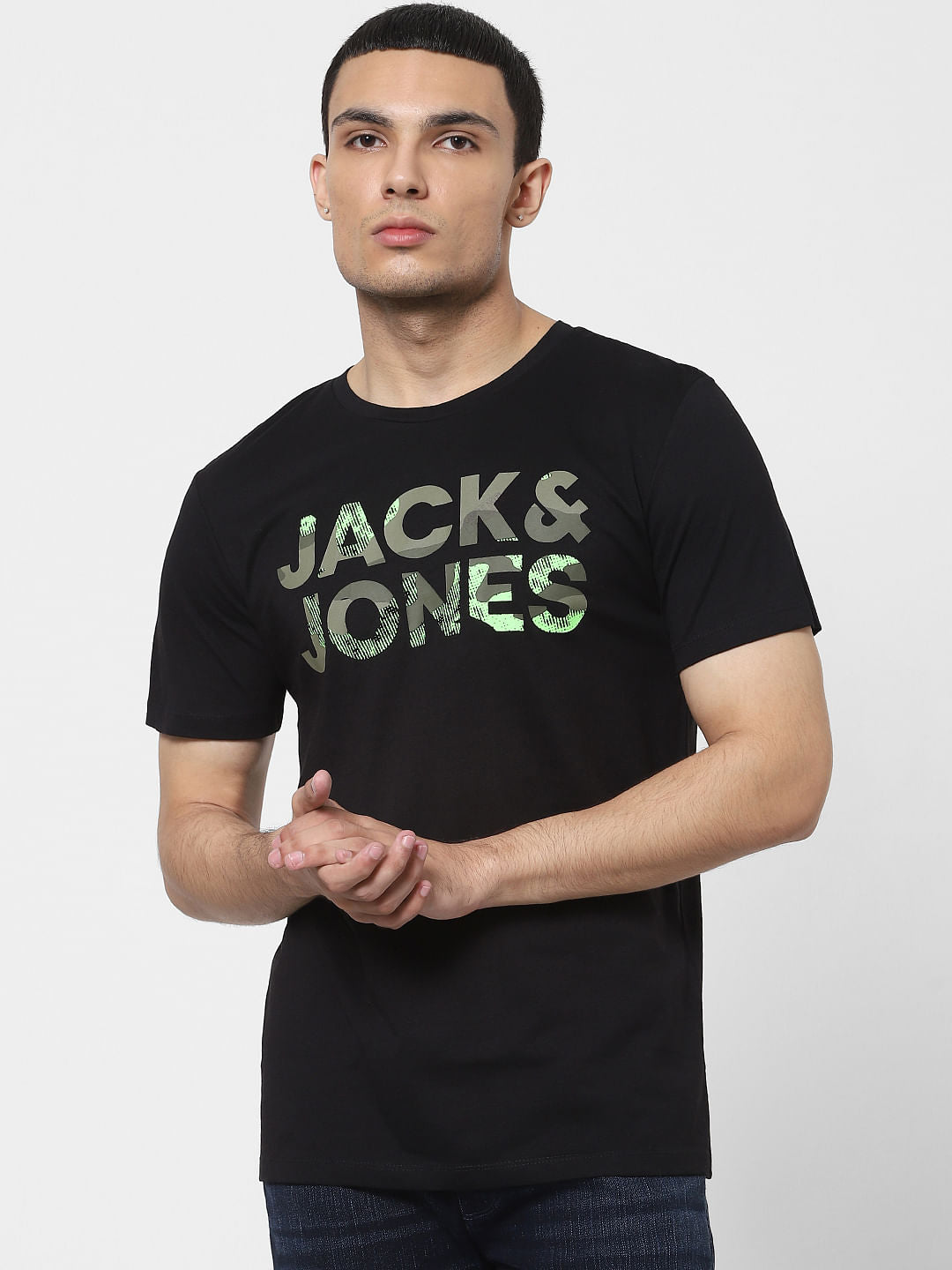 Black Logo Print Crew Neck T-shirt