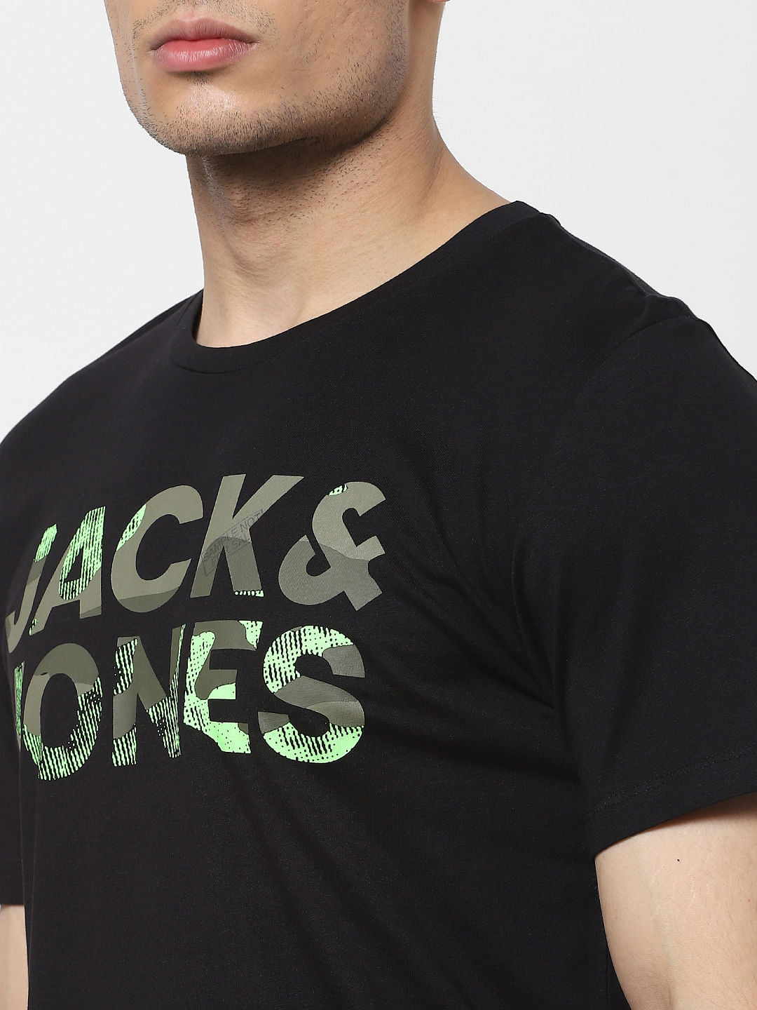 Black Logo Print Crew Neck T-shirt
