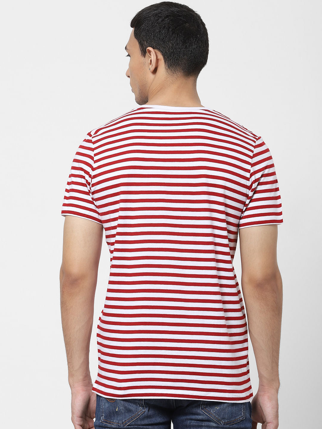 Red Striped Crew Neck T-shirt