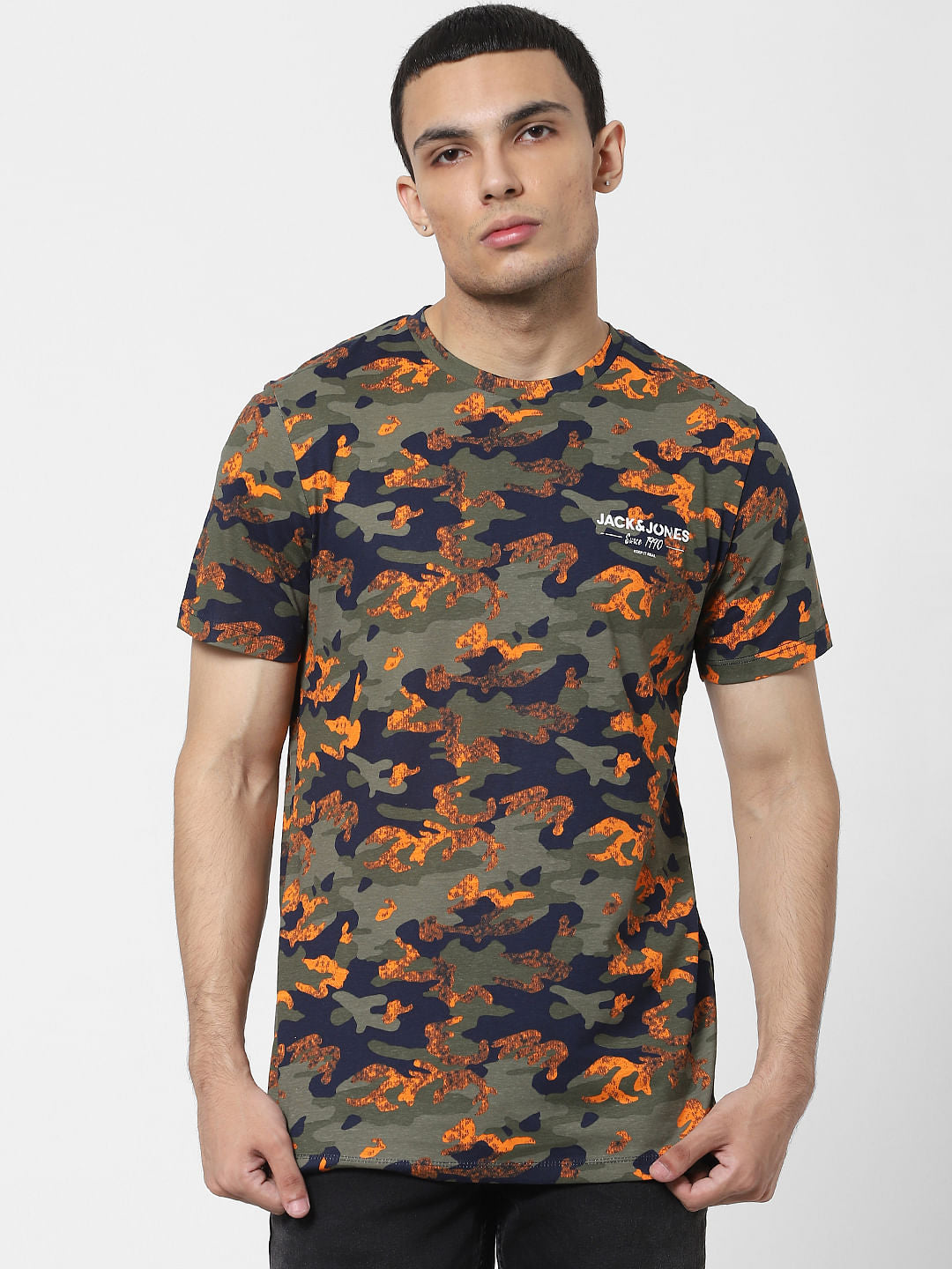 Blue Abstract Crew Neck T-shirt