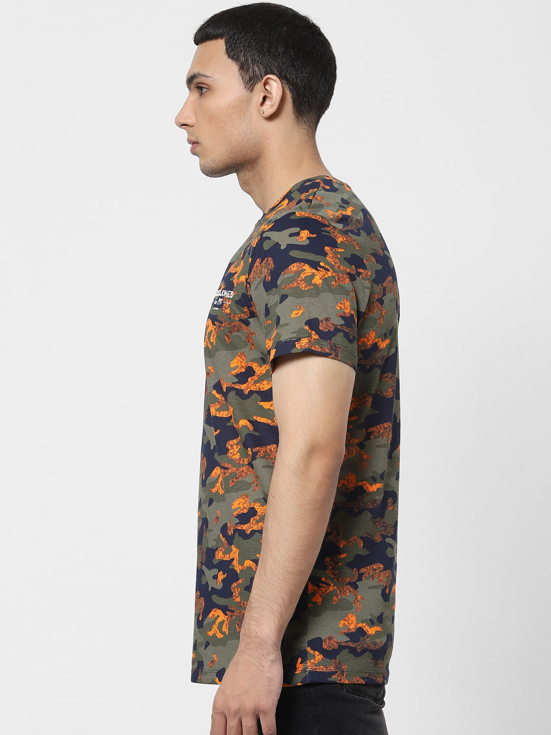 Blue Abstract Crew Neck T-shirt