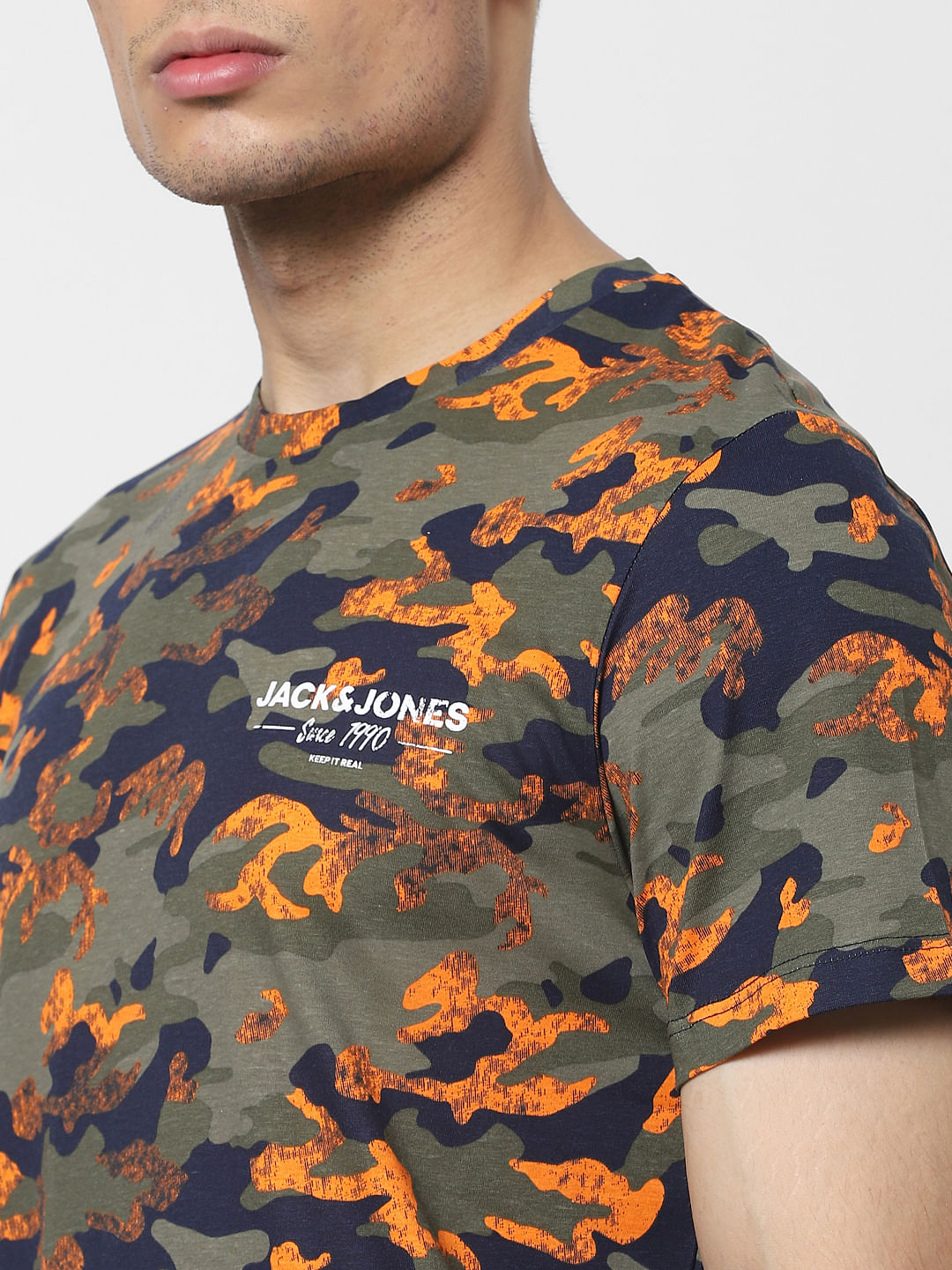 Blue Abstract Crew Neck T-shirt