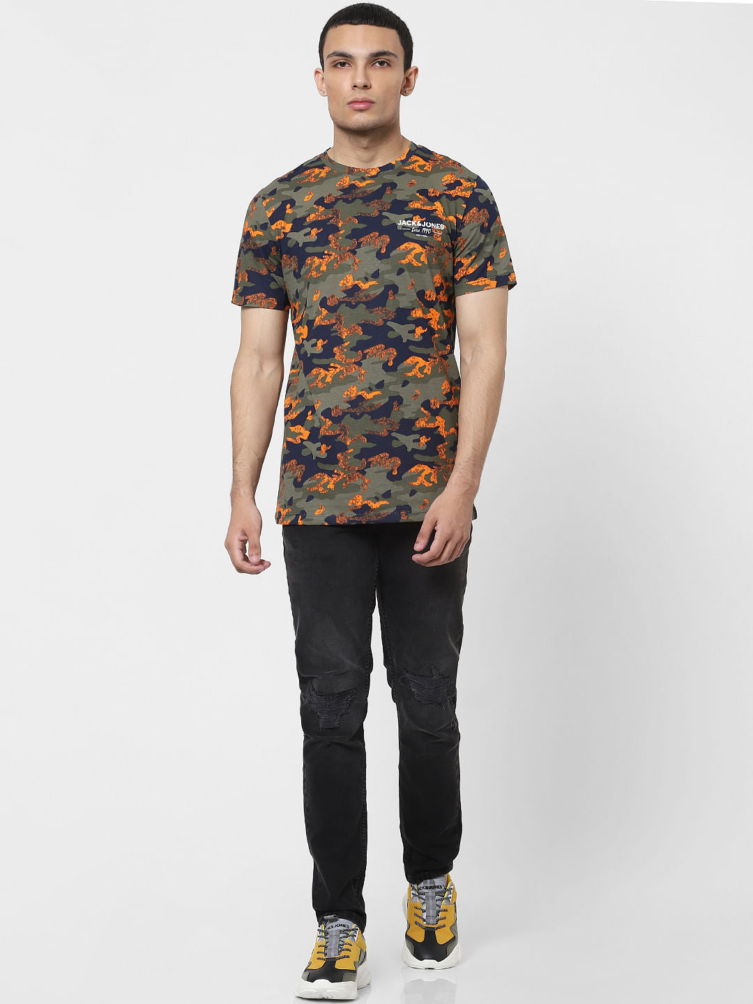 Blue Abstract Crew Neck T-shirt