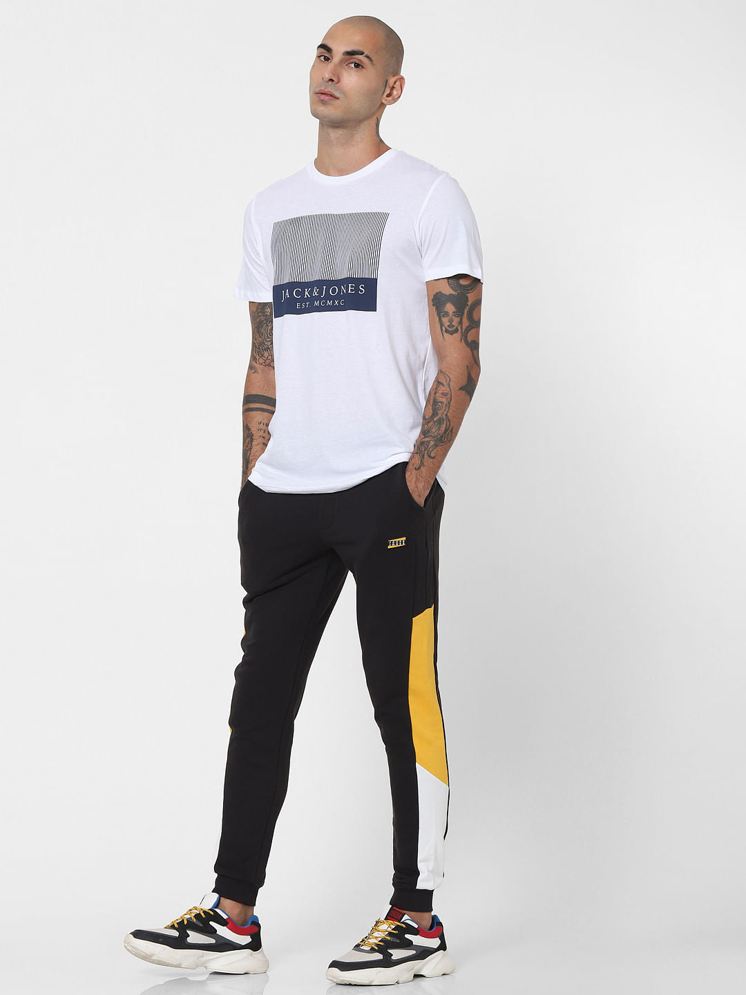 White Logo Print Crew Neck T-shirt