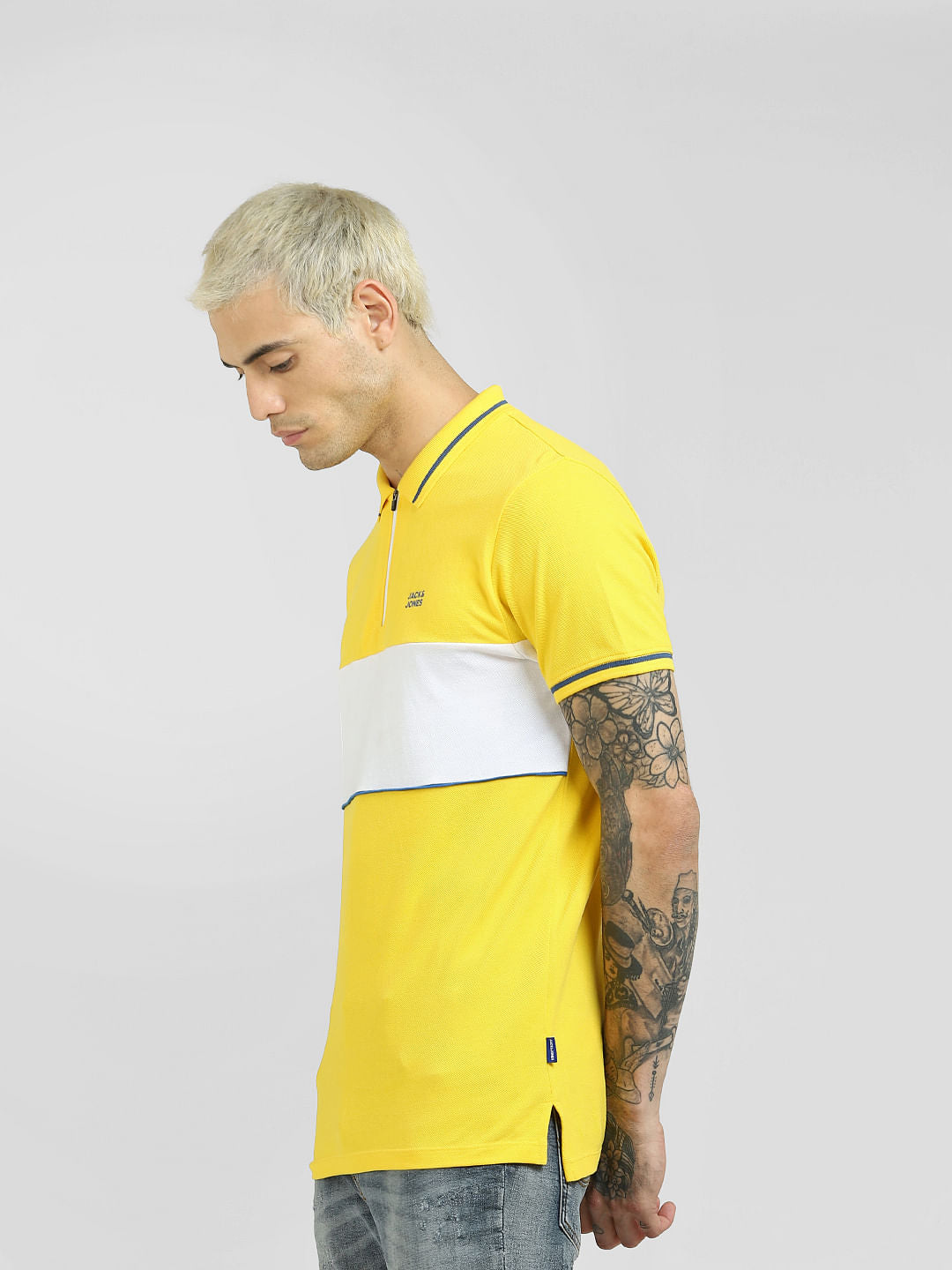 Yellow Colourblocked Polo T-shirt