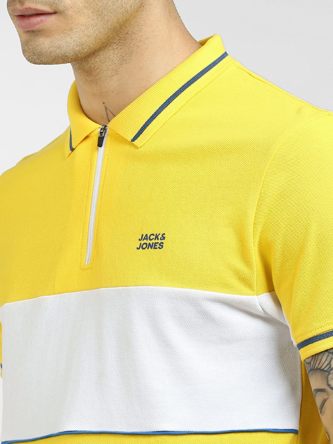 Yellow Colourblocked Polo T-shirt