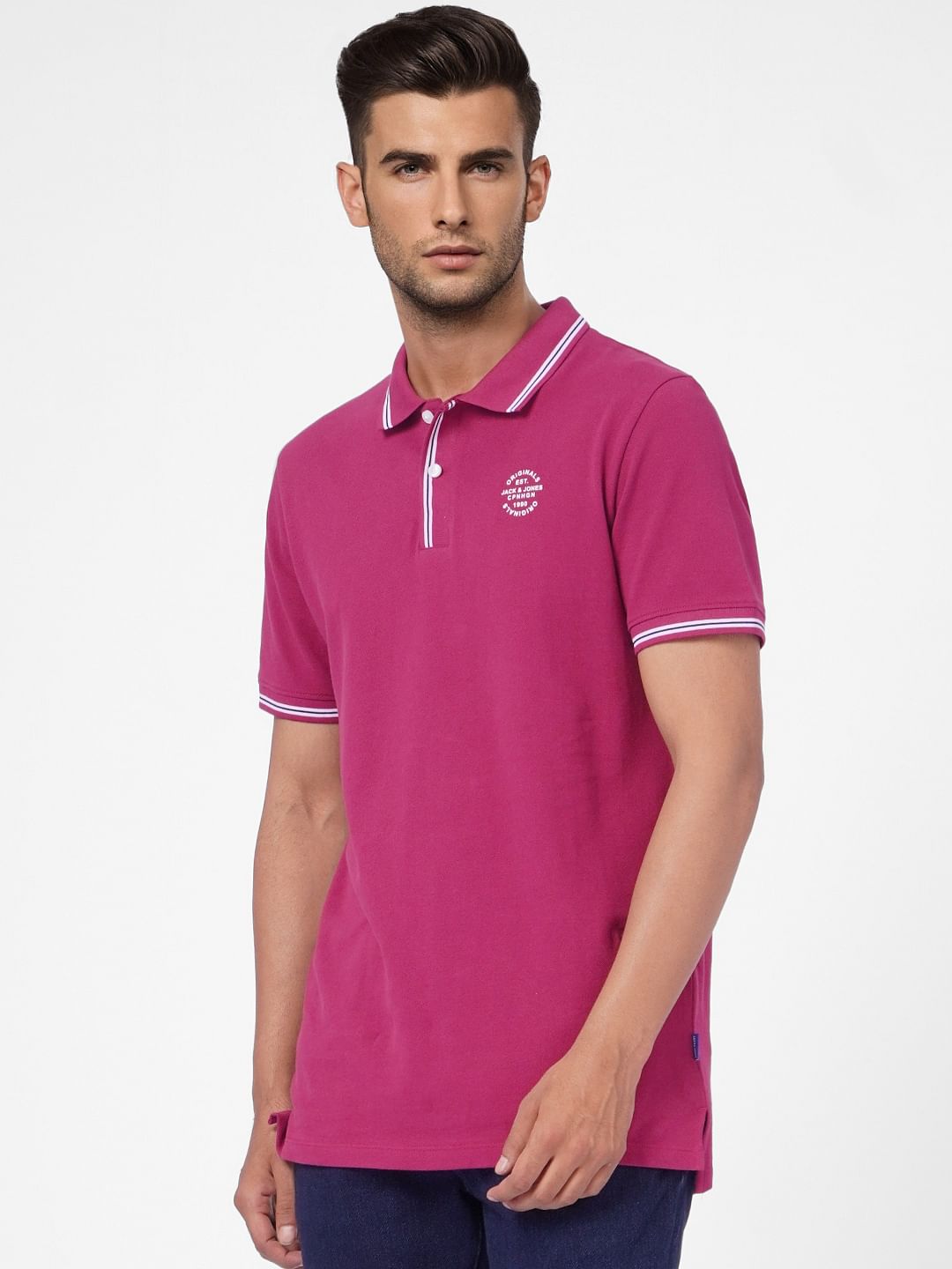 Pink Polo Neck T-shirt