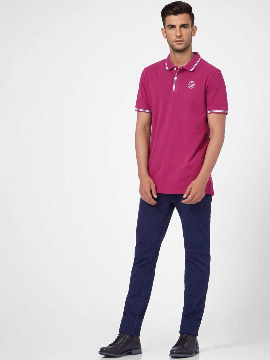 Pink Polo Neck T-shirt