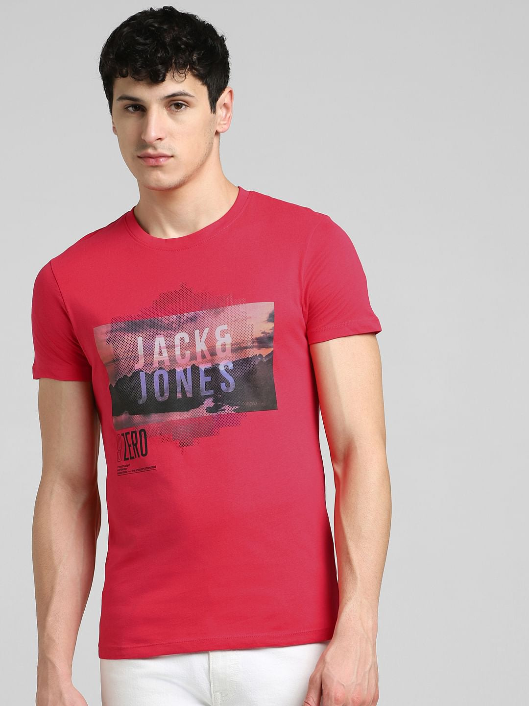 Pink Graphic Print Crew Neck T-shirt