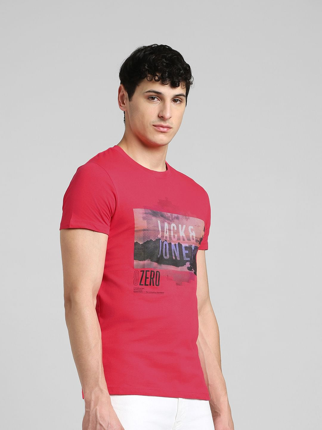 Pink Graphic Print Crew Neck T-shirt