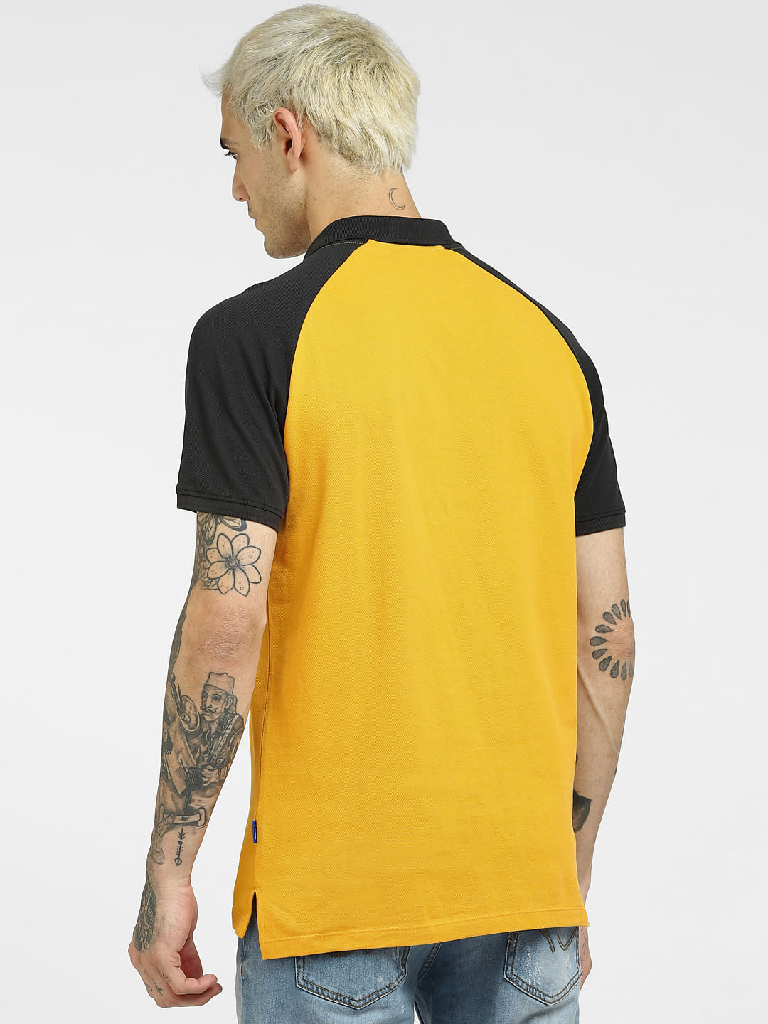 Yellow Colourblocked Polo T-shirt