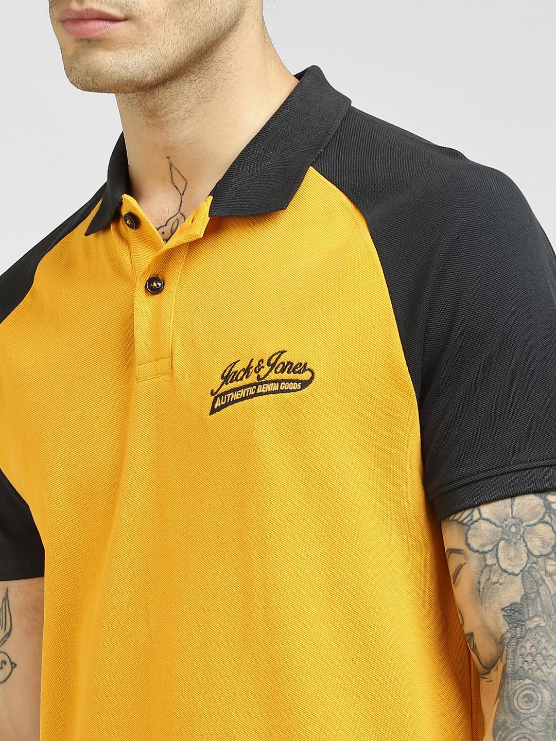 Yellow Colourblocked Polo T-shirt