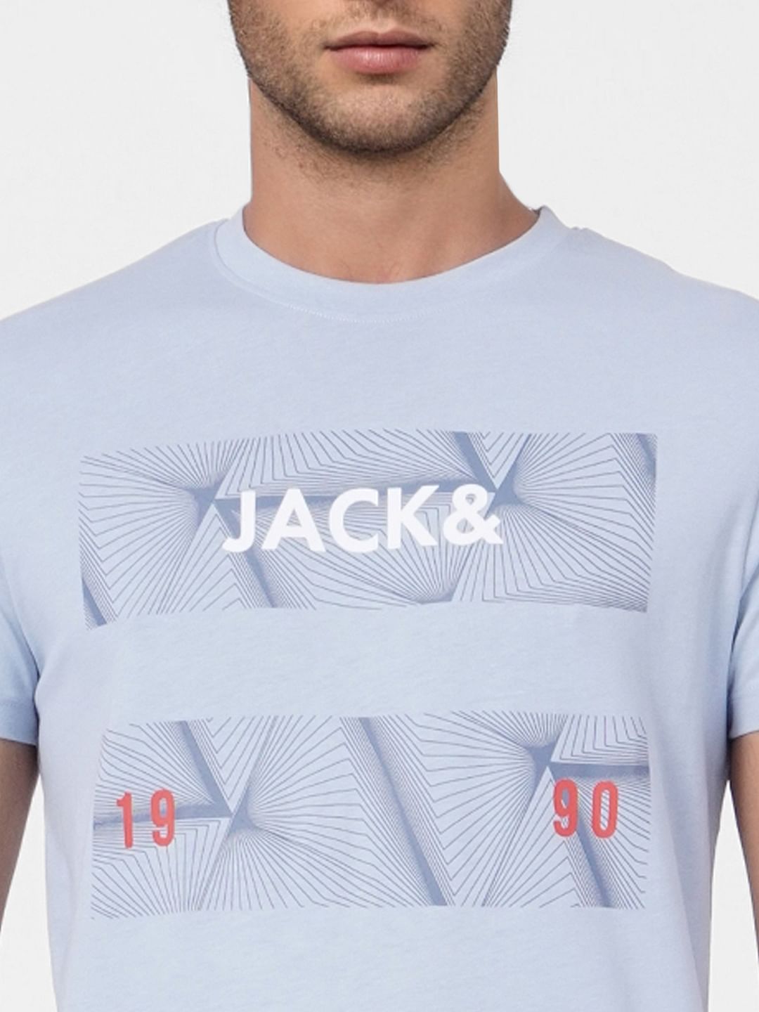 Light Blue Graphic Print Crew Neck T-shirt