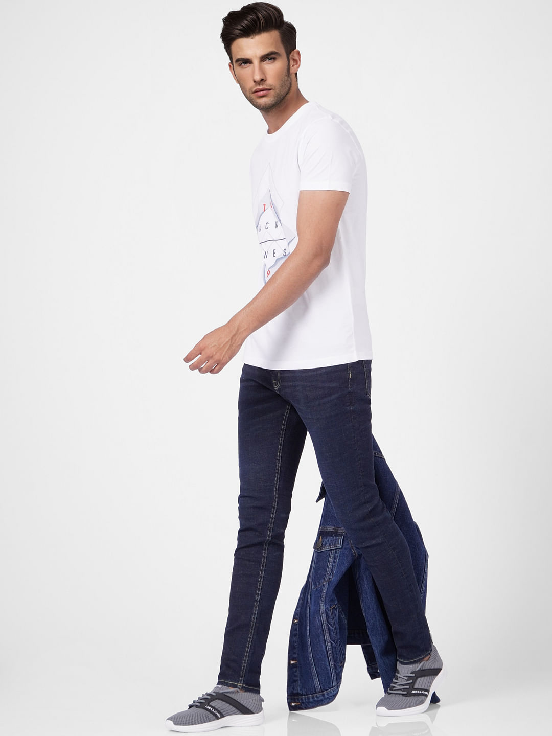 White Graphic Print Crew Neck T-shirt