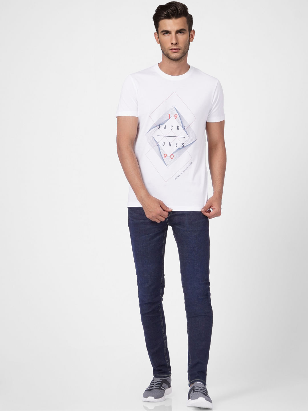 White Graphic Print Crew Neck T-shirt