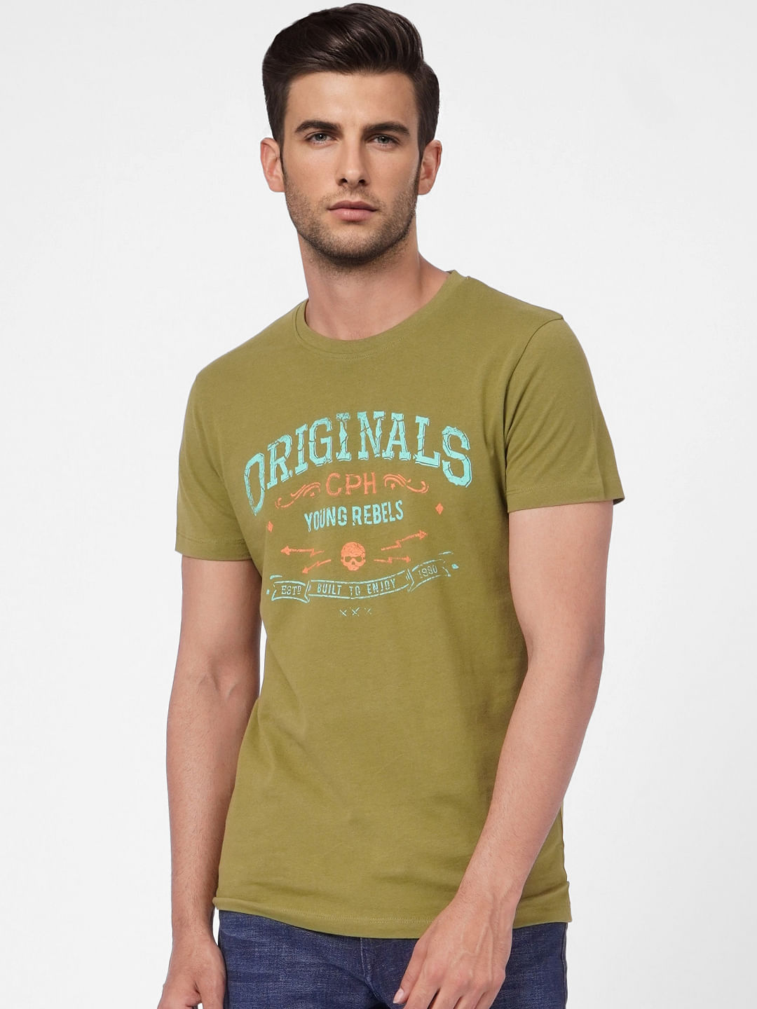 Green Graphic Print Crew Neck T-shirt