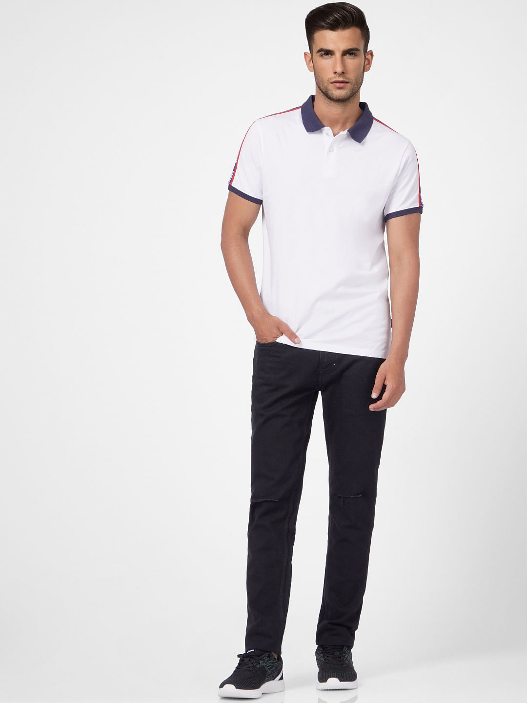 White Polo Neck T-shirt