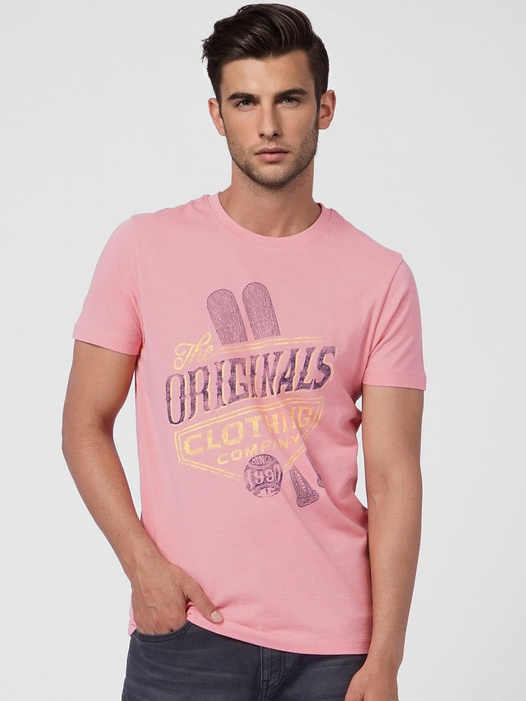 Pink Graphic Print Crew Neck T-shirt
