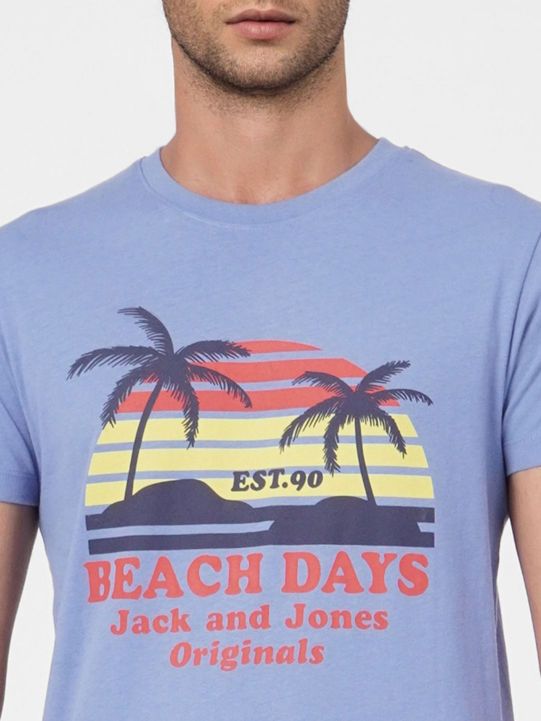 Blue Graphic Print Crew Neck T-shirt
