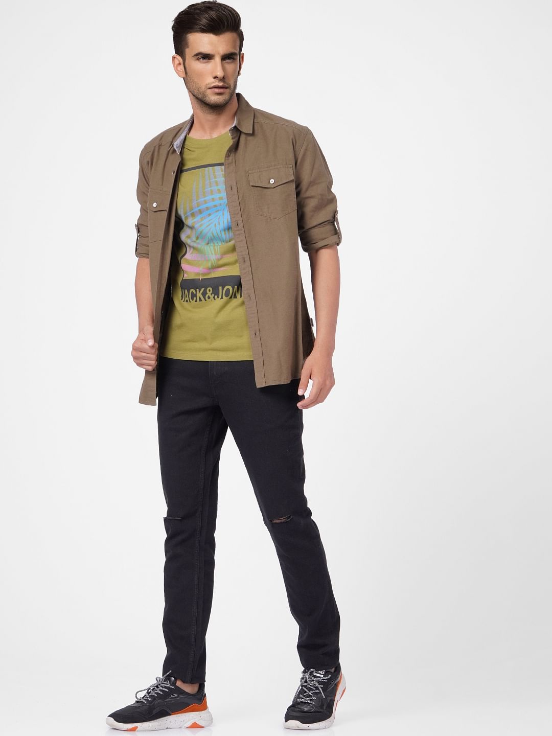 Green Graphic Print Crew Neck T-shirt