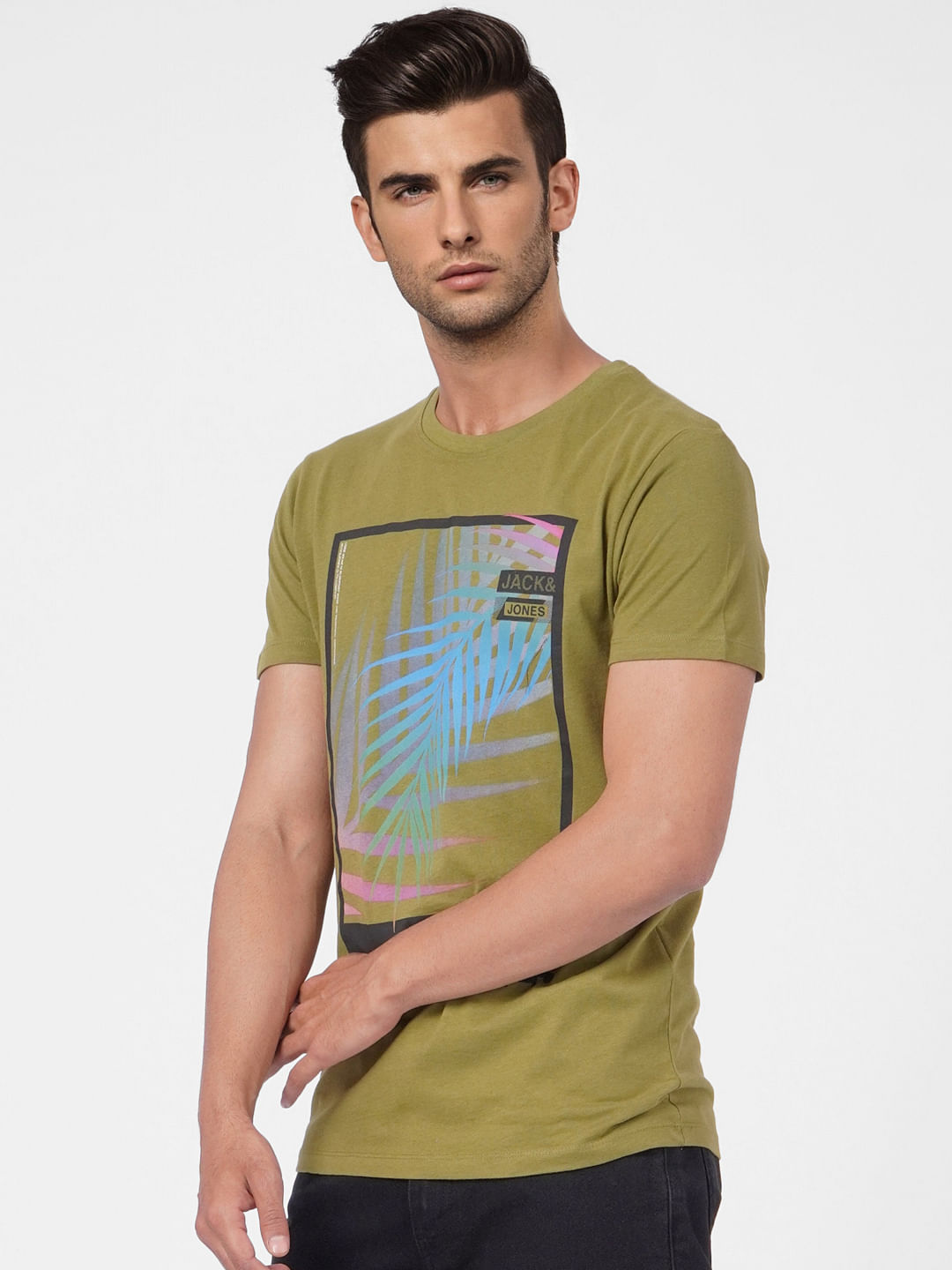 Green Graphic Print Crew Neck T-shirt