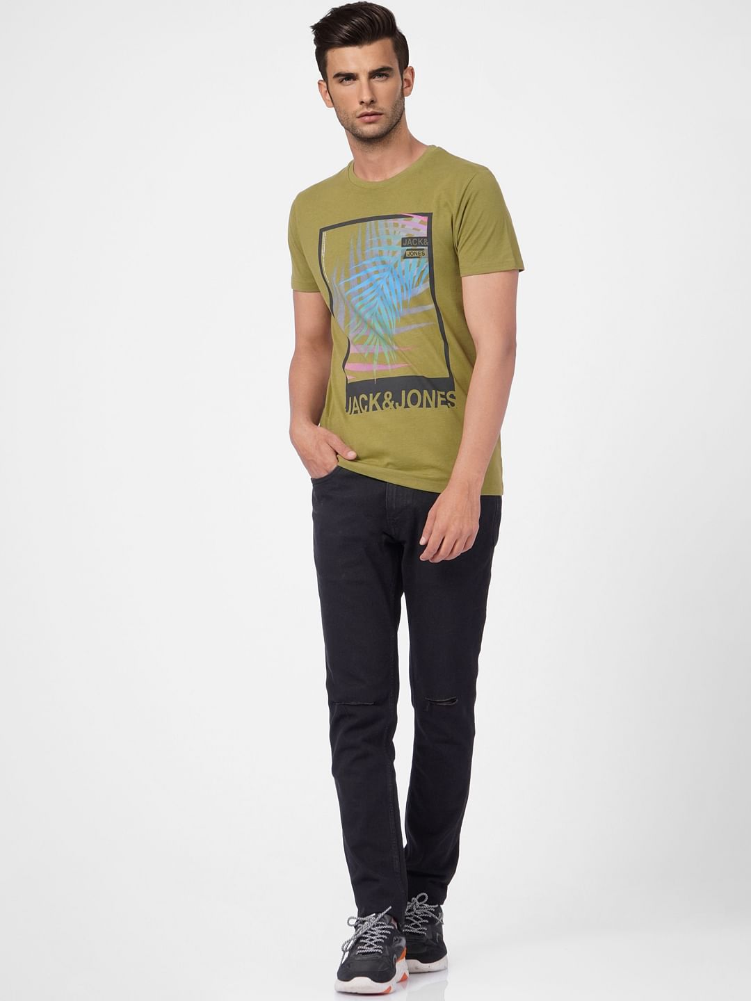Green Graphic Print Crew Neck T-shirt