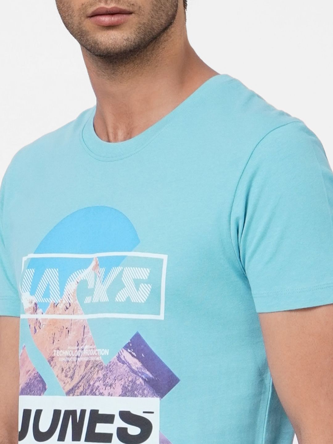 Blue Graphic Print Crew Neck T-shirt