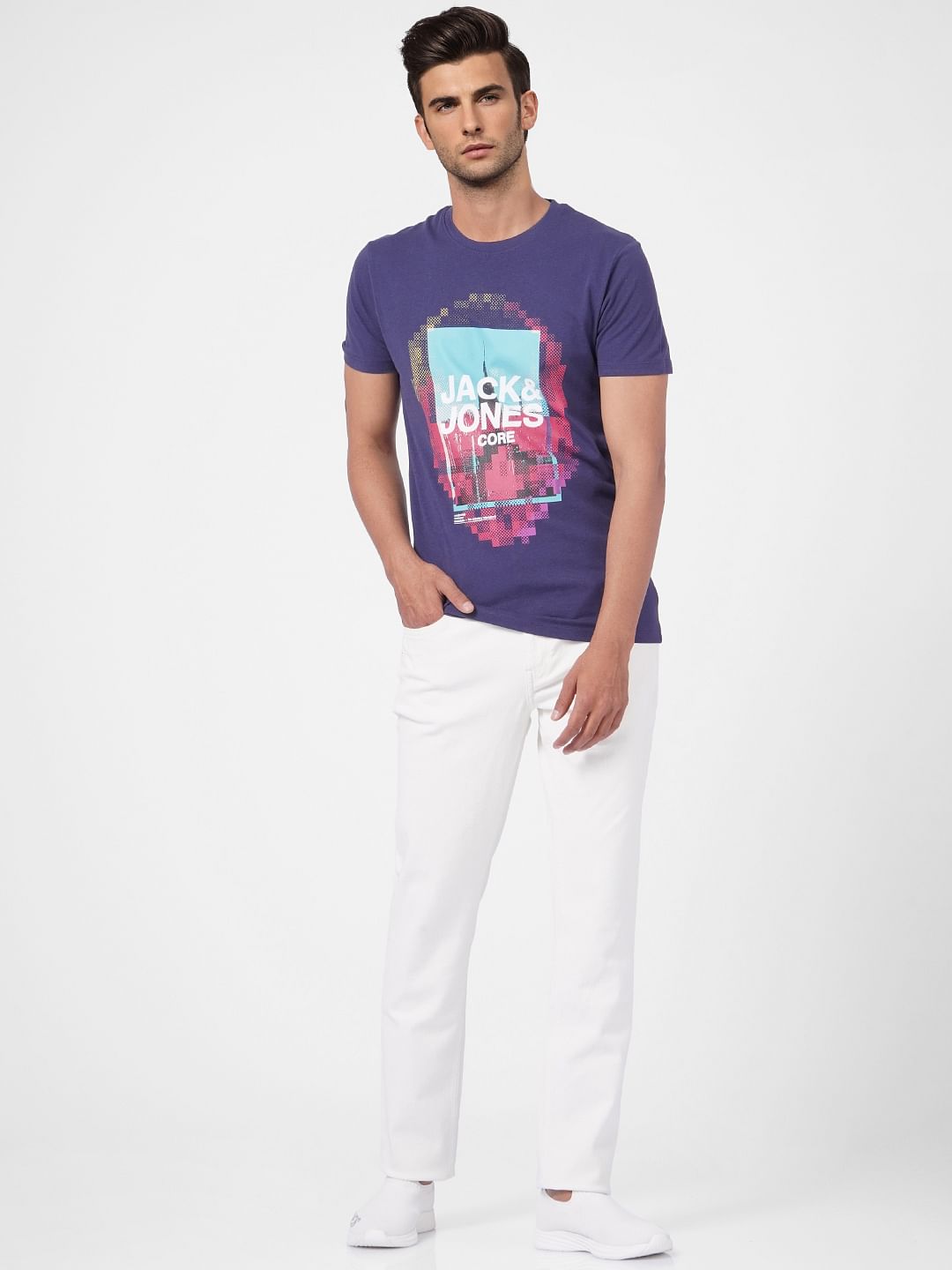 Blue Graphic Print Crew Neck T-shirt