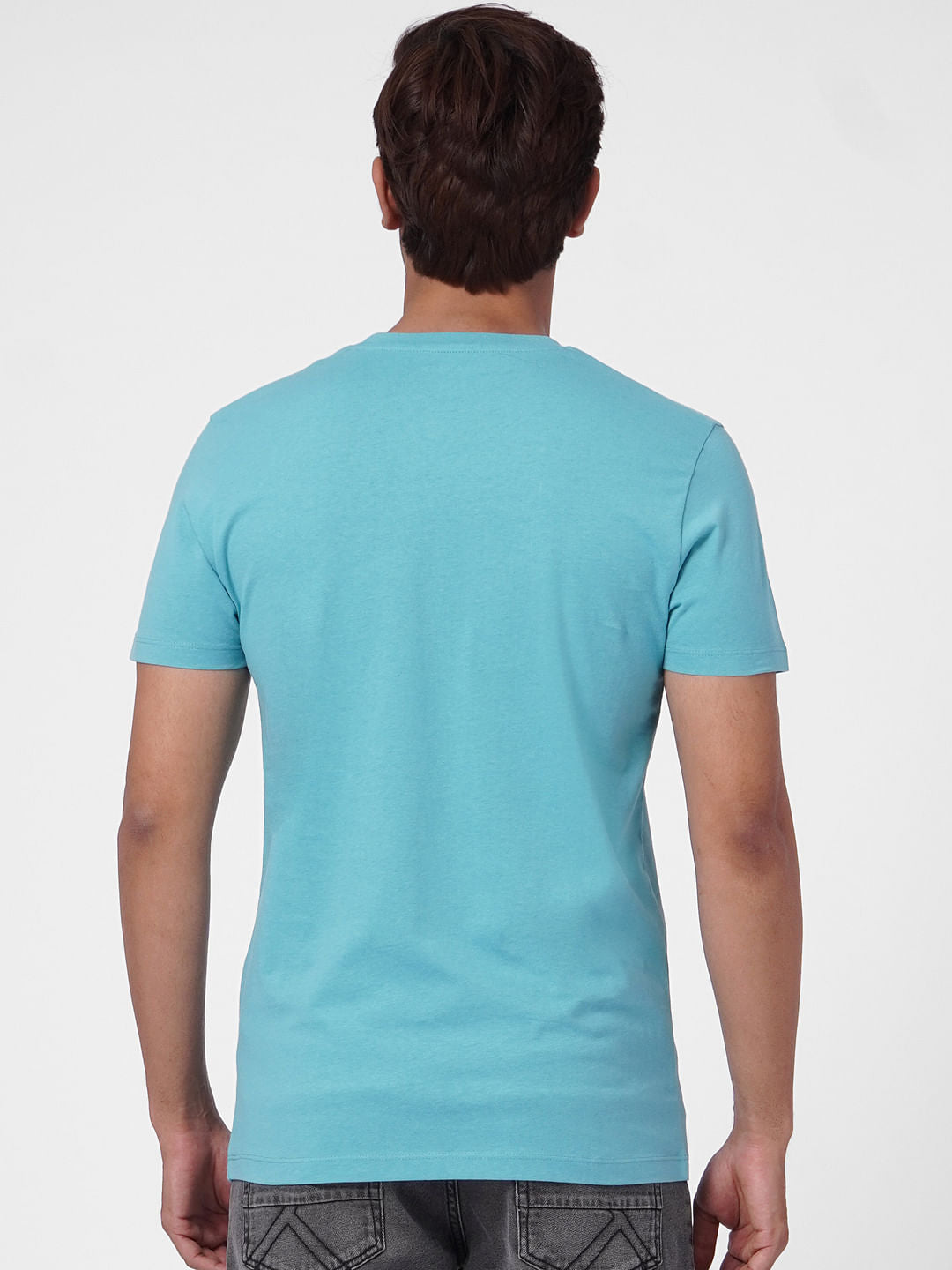 Light Blue Graphic Print Crew Neck T-shirt