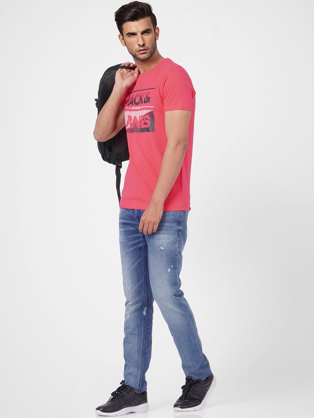 Pink Graphic Print Crew Neck T-shirt