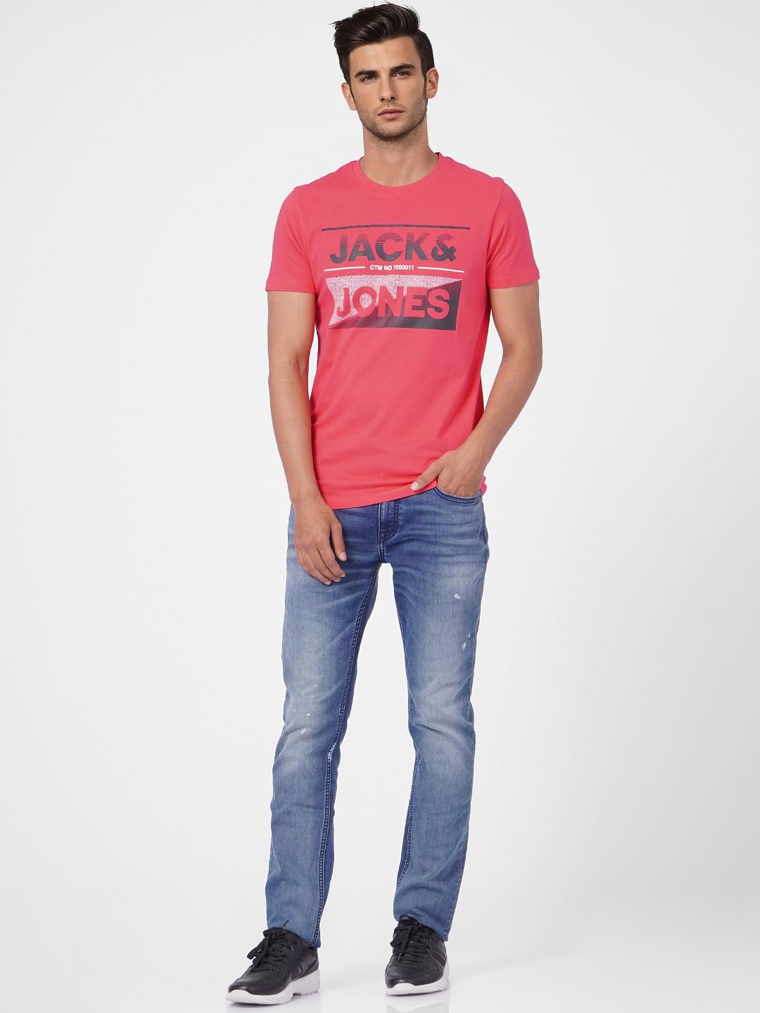 Pink Graphic Print Crew Neck T-shirt