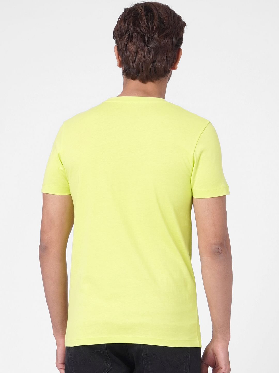 Lime Green Logo Print Crew Neck T-shirt