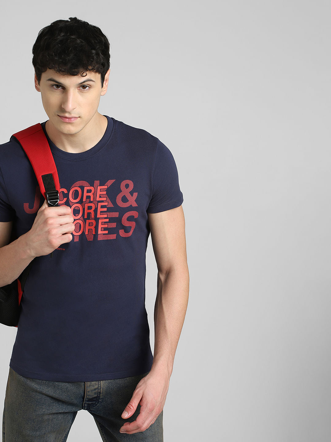 Blue Graphic Print Crew Neck T-shirt